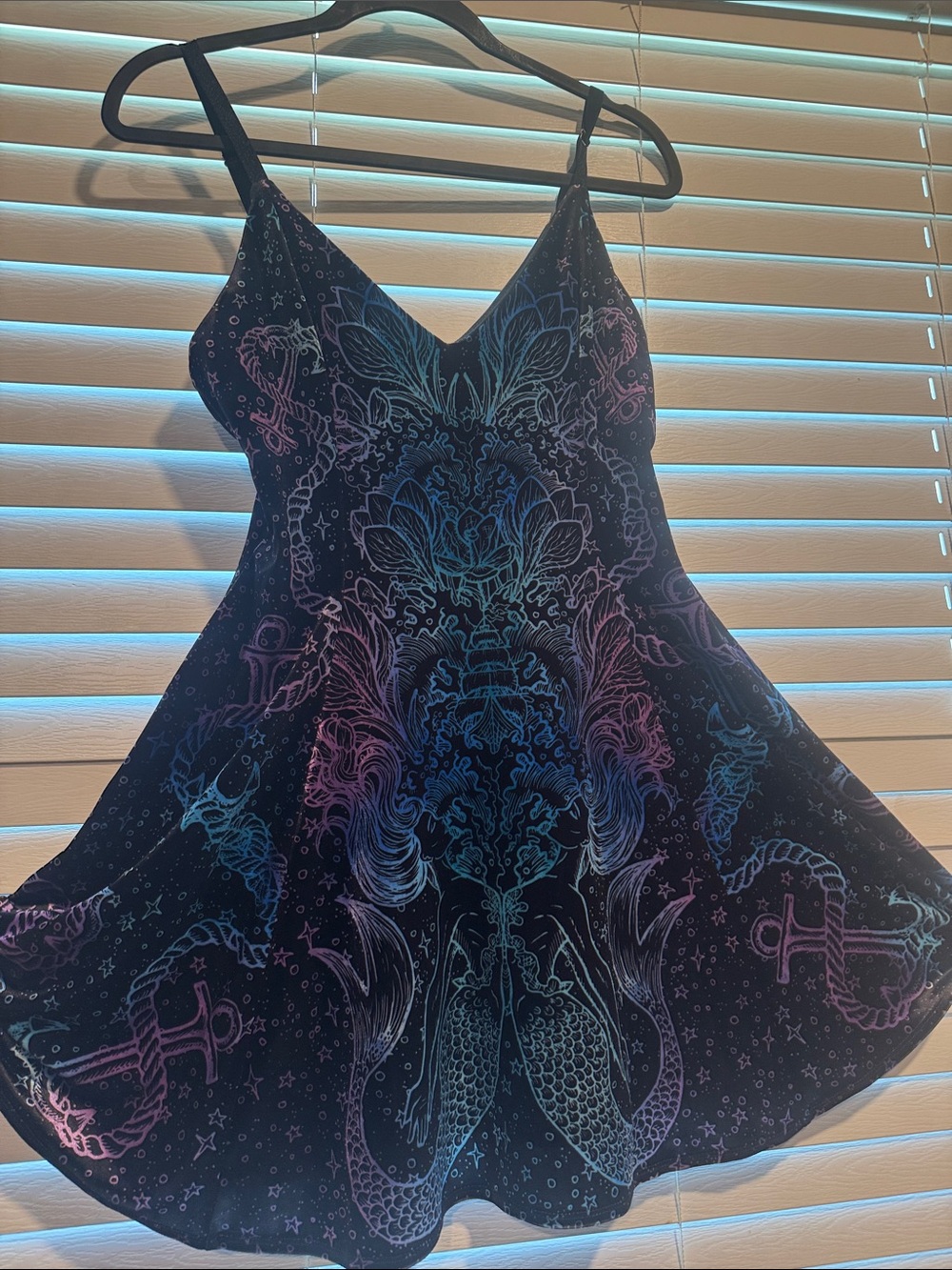 Blackmilk Black Kaleidoscope Mermaid-Slip with Subtle Pink, blue, green Accents